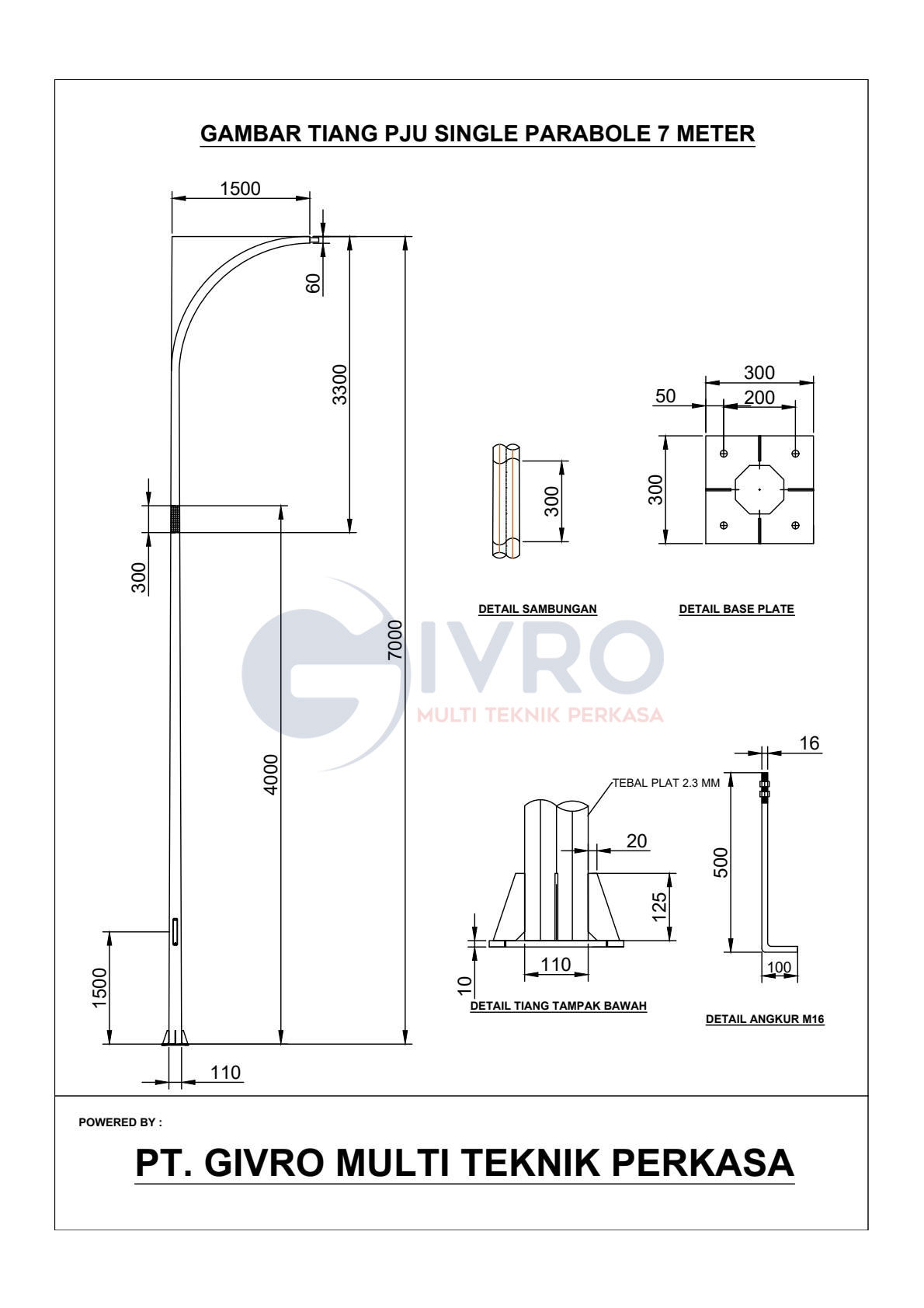 Tiang-PJU-Single-Parabole-7-Meter